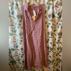 NWT Valentina Naldi pink linen dress large